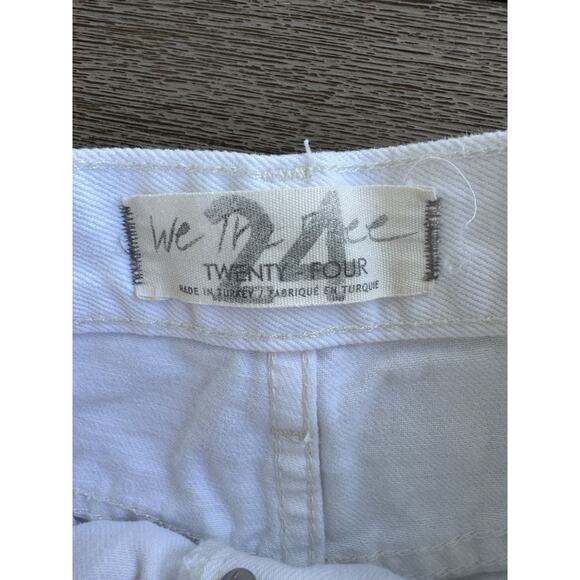 Free People White Denim Lasso Cut Off Shorts High Rise Distressed 24 - Picture 4 of 7